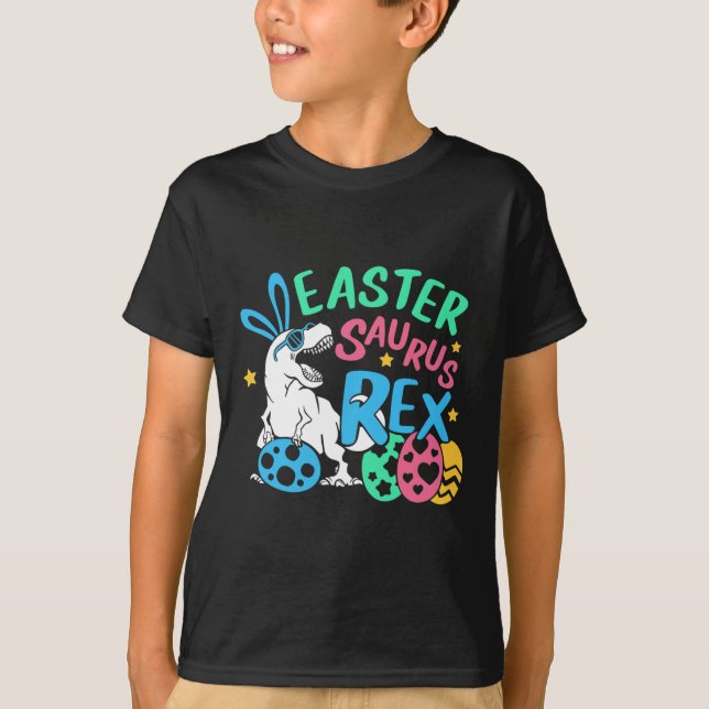Eastersaurus T-rex Easter Day Tee, Cute Easter Bun T-Shirt (Front)