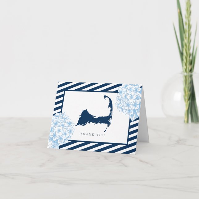 Eastham Cape Cod Hydrangea Flowers Thank You Card (Front)