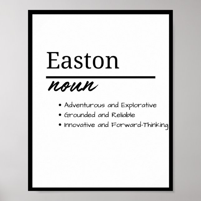 Easton, Boy Personalised Name Definition Poster (Front)