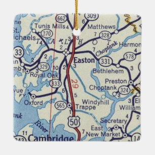 Easton MD Vintage Map Ceramic Ornament
