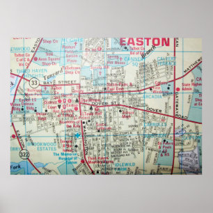 Easton, MD Vintage Map Poster