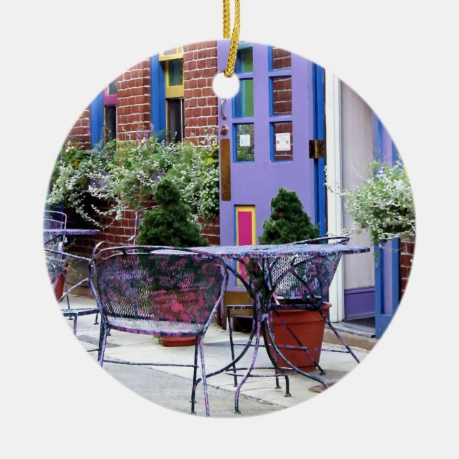 Easton PA - Outdoor Seating Ceramic Tree Decoration (Front)