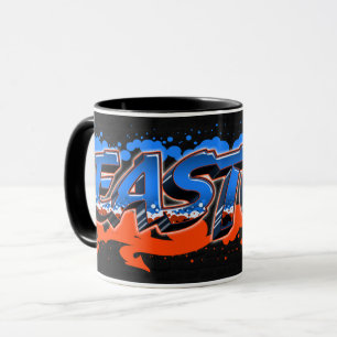 Easton Vorname Name Graffiti blue orange Tasse Mug