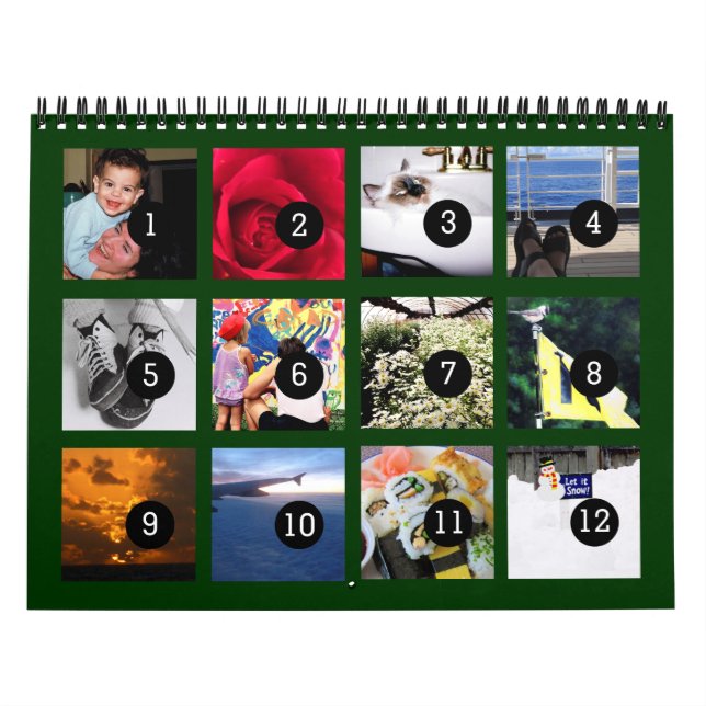 Easy as 1 to 12 Your Own Green 2024 Photo Calendar (Cover)