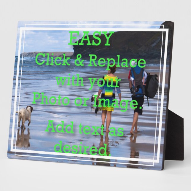 Easy Click to Create Your Own White Line Border Plaque (Side)