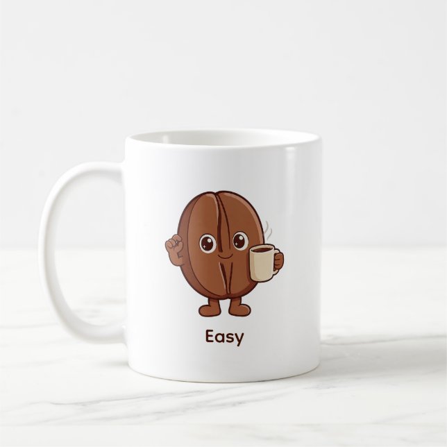 Easy Coffee Bean Character Confidence Mug (Left)