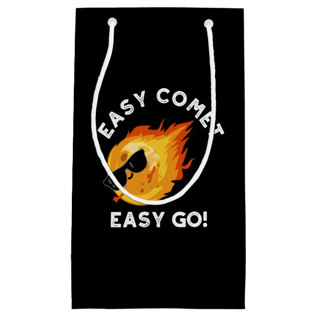Easy Comet Easy Go Funny Astronomy Pun Dark BG Small Gift Bag (Front)