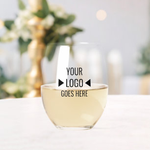 Easy Custom Corporate Business Logo On Front Stemless Wine Glass