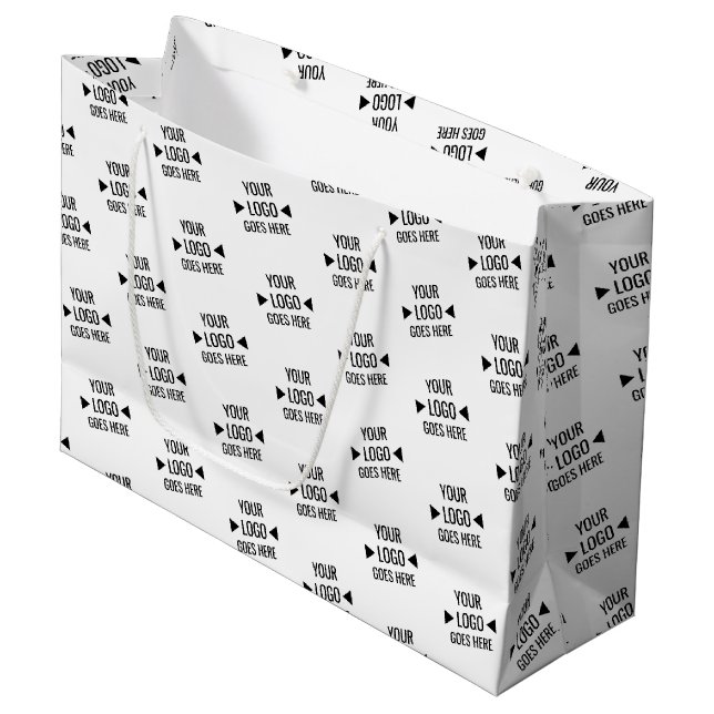 Easy Custom Corporate Business Logo Pattern Large Gift Bag (Front Angled)