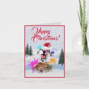 Easy Custom Cute Dalmatian Dog Yappy Xmas Card