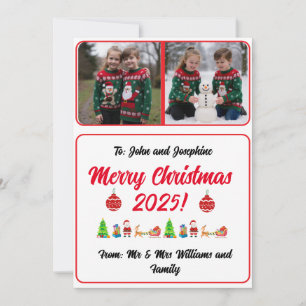 Easy Custom Digital 2 Photo Christmas Card