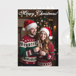 Easy Custom Digital Simple Photo Folded Xmas Card