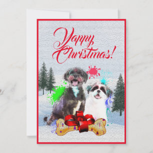 Easy Custom Funny Shih Tzu Dog Christmas Card