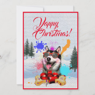 Easy Custom Funny Siberian Husky Christmas Card