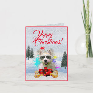 Easy Customisable Cute Westie Dog Christmas Card