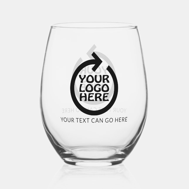 Easy design unique business personalised logo stemless wine glass (Front)