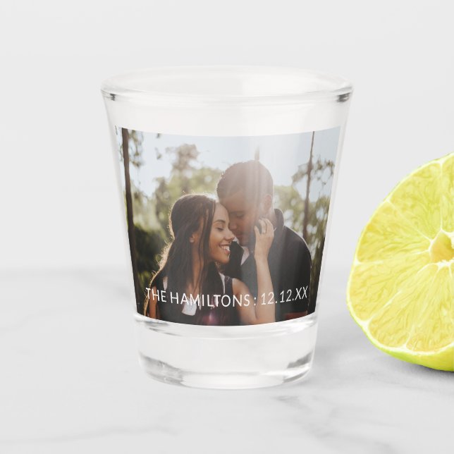 Easy design unique one of a kind personalised shot glass (Front)