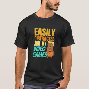 Easy Distracted By Video Games Gaming Nerd T-Shirt