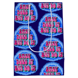 Easy Does It Geode 12 Step AA Recovery Slogan Medium Gift Bag