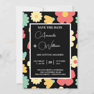 easy edit floral modern Minimalist save the date Invitation