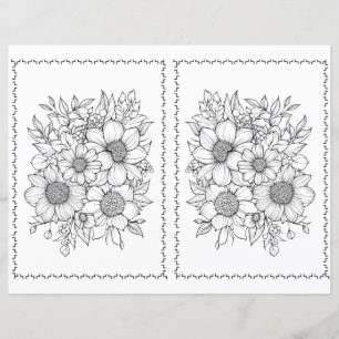 Easy Elegant Floral Coloring Page