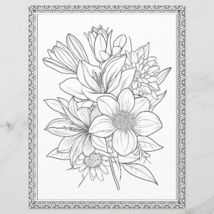 Easy Elegant Floral Coloring Page
