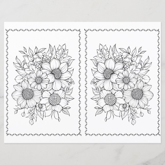 Easy Elegant Floral Colouring Page  (Front)