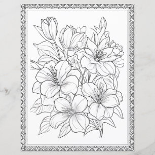 Easy Elegant Floral Colouring Page