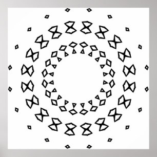 Easy Geometric Mandala Colouring Page Design Poster