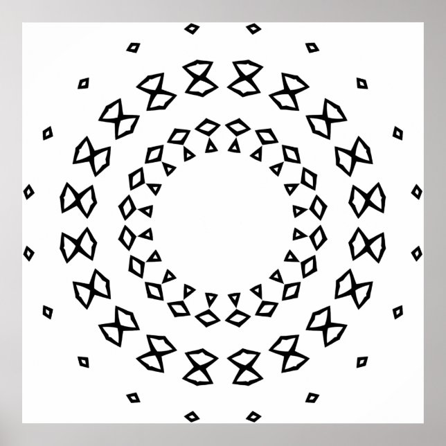 Easy Geometric Mandala Colouring Page Design Poster (Front)