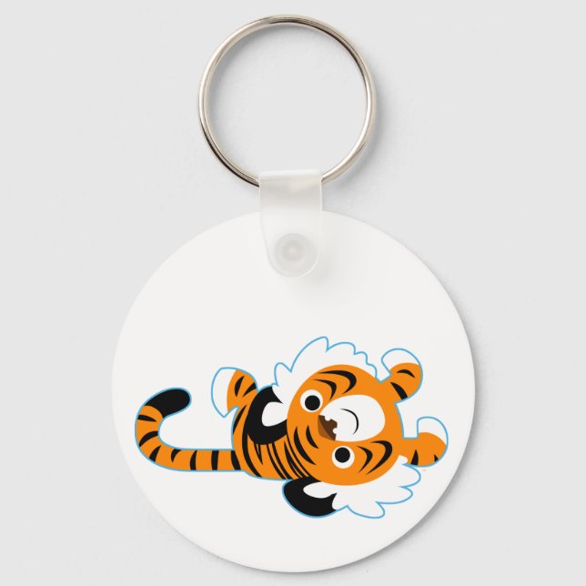 Easy-Going Cute Cartoon Tiger Keychain (Front)