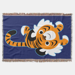 Easy-Going Cute Cartoon Tiger Throw Blanket