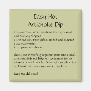 Easy Hot Artichoke Dip Recipe on a Magnet