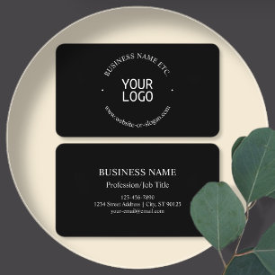 Easy Logo Replacement & Customisable Text   Black Business Card