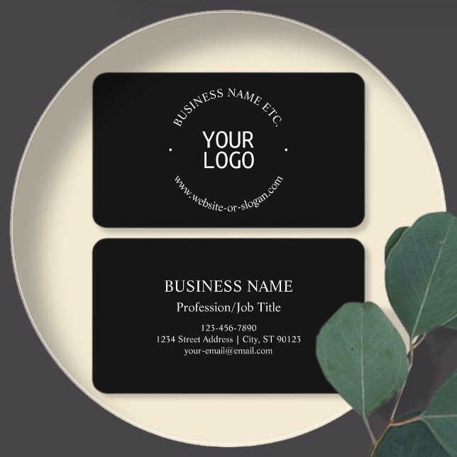 Easy Logo Replacement & Customisable Text | Black Business Card (Creator Uploaded)