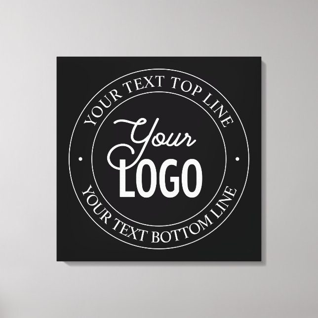 Easy Logo Replacement & Customisable Text | Black Canvas Print (Front)