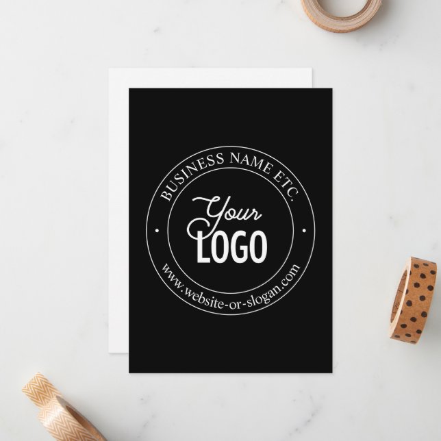 Easy Logo Replacement & Customisable Text | Black Card (Front/Back In Situ)