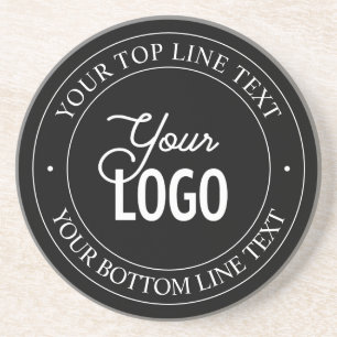 Easy Logo Replacement & Customisable Text Black Coaster