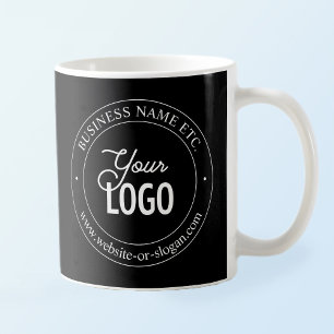 Easy Logo Replacement & Customisable Text   Black Coffee Mug