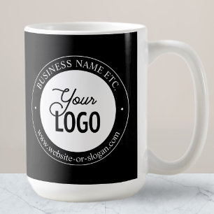 Easy Logo Replacement & Customisable Text Black Coffee Mug