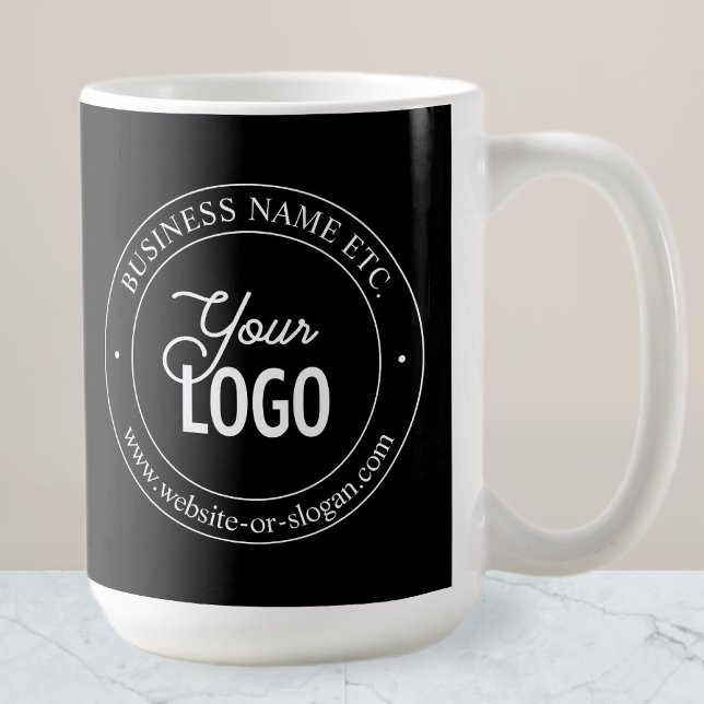 Easy Logo Replacement & Customisable Text | Black Coffee Mug (Creator Uploaded)