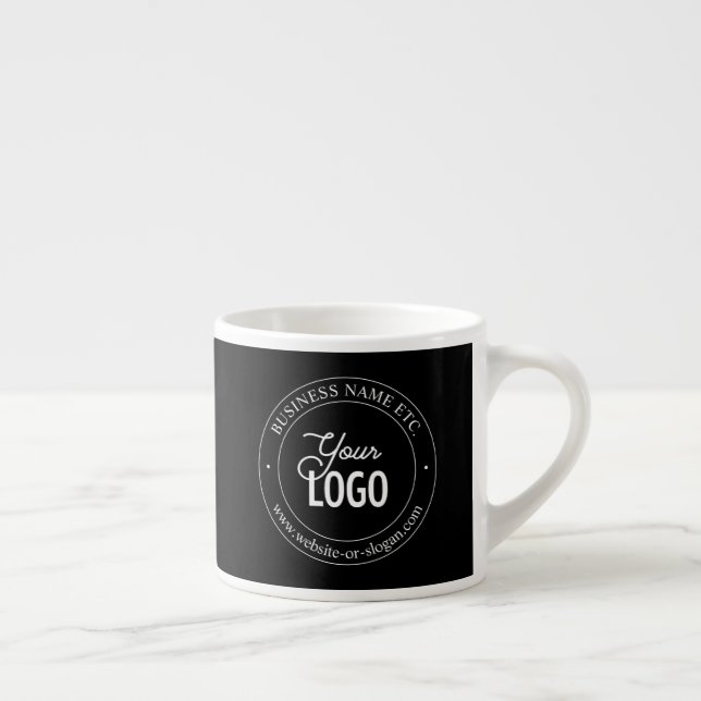 Easy Logo Replacement & Customisable Text | Black  Espresso Cup (Right)