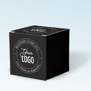 Easy Logo Replacement & Customisable Text Black Favour Box