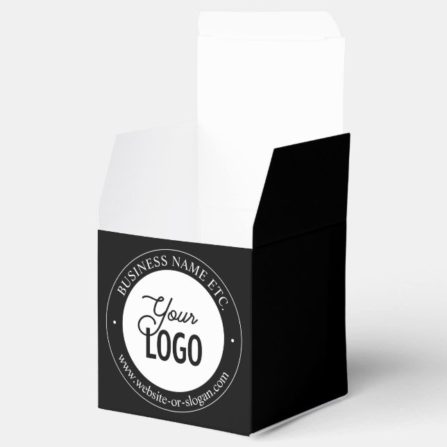 Easy Logo Replacement & Customisable Text | Black Favour Box (Opened)