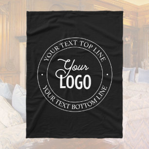 Easy Logo Replacement & Customisable Text Black Fleece Blanket