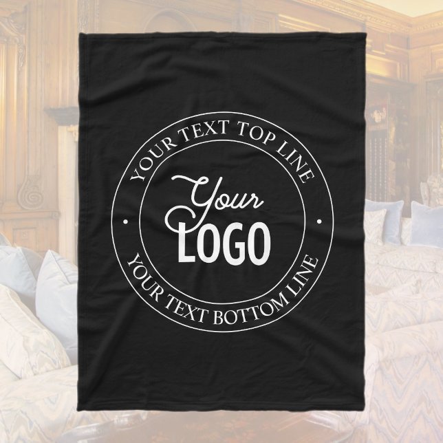 Easy Logo Replacement & Customisable Text | Black Fleece Blanket (Creator Uploaded)