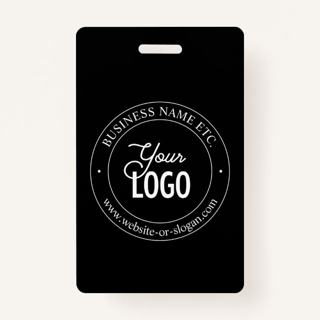Easy Logo Replacement & Customisable Text | Black ID Badge (Front)