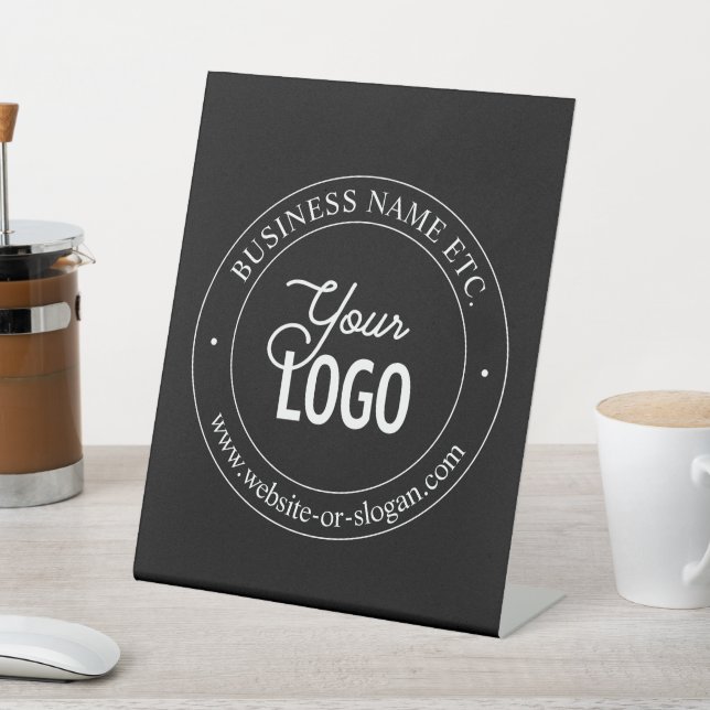 Easy Logo Replacement & Customisable Text | Black Pedestal Sign (In SItu)