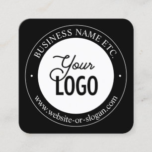 Easy Logo Replacement & Customisable Text   Black Square Business Card