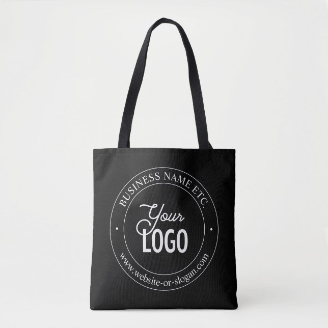 Easy Logo Replacement & Customisable Text | Black Tote Bag (Front)